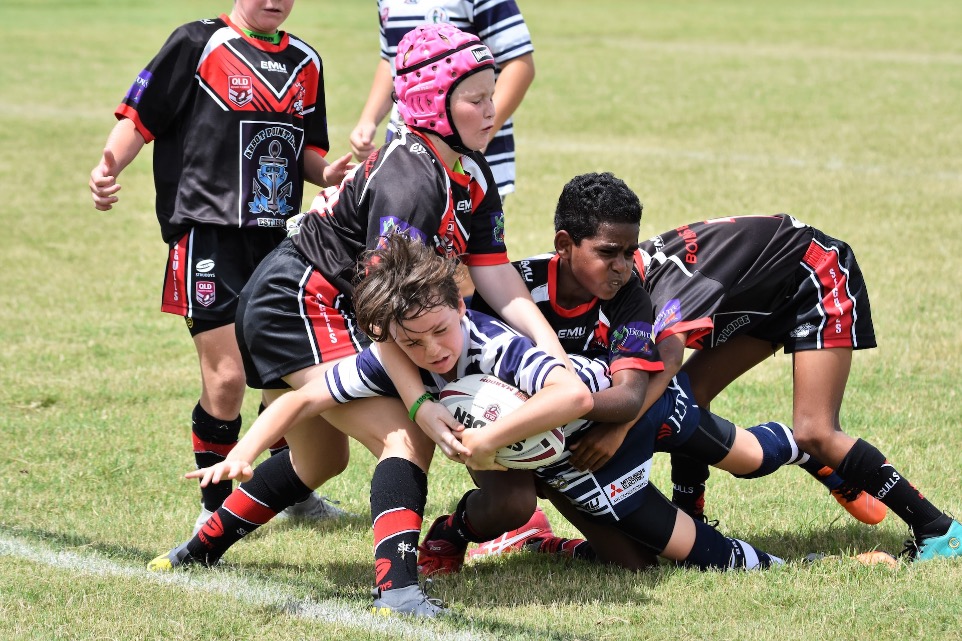 children playing football